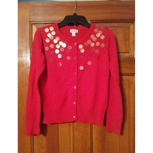 Red Cardigan Sweater Girls L